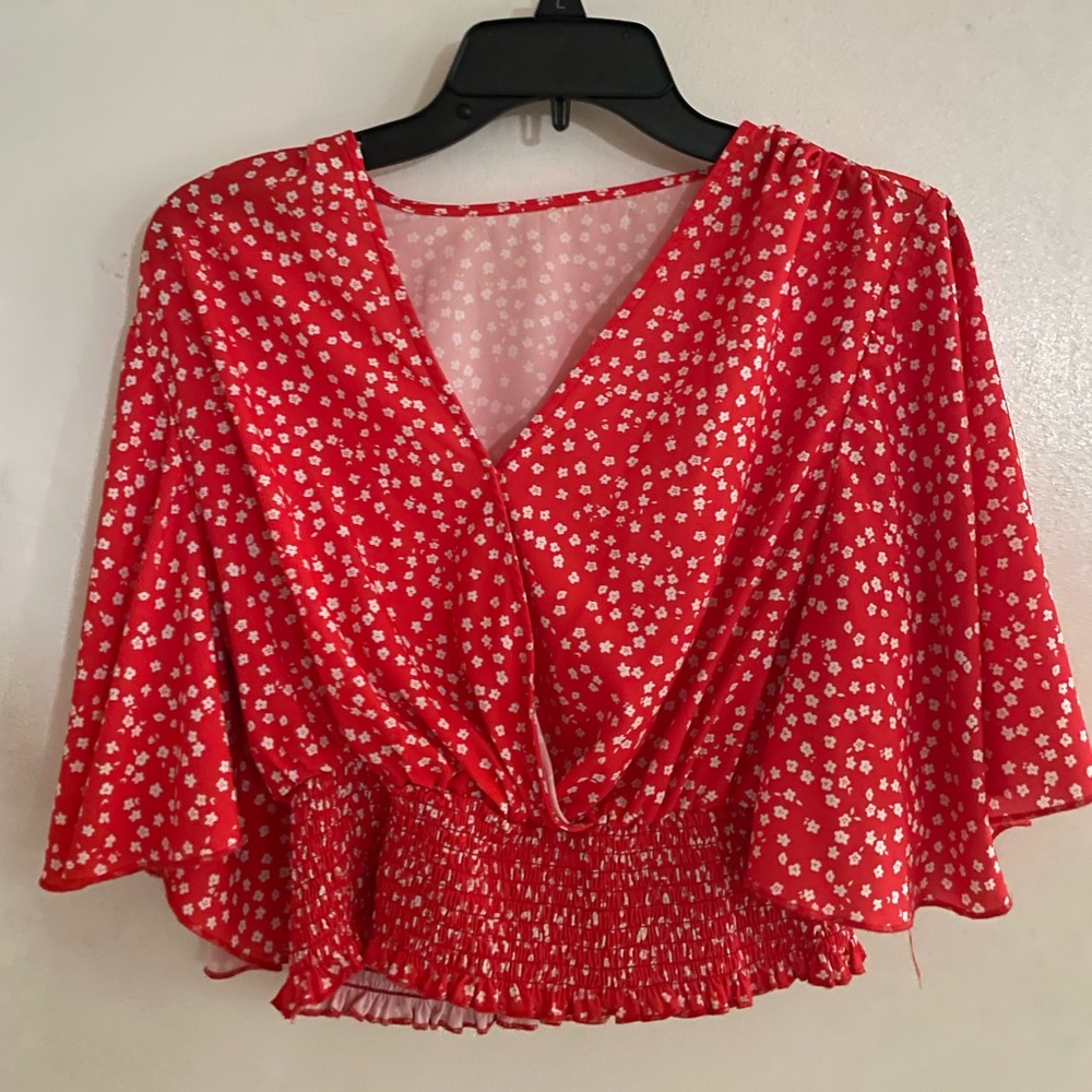 Red Floral Women's Top